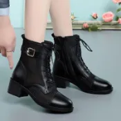 🥇臺北店/免運🥇春夏季網紗馬丁靴女短靴真皮粗跟鏤空單靴子包頭涼靴中跟繫帶百搭HZ932G0