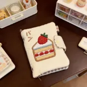 台灣出貨❤️‍🔥M5草莓蛋糕活頁本刺繡手工ins高顏值手賬diy日記本學生便攜記事本