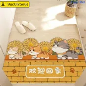 🔥『台現』100%正品✨ 卡通創意進門絲圈地墊可愛貓咪大門玄關門刮沙擦泥腳墊家用可切割地毯