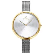 OBAKU 首席極簡主義曲線腕錶-銀X金(V227LXGIMC)/34mm