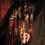 廠商 甩賣@道詭異仙坐忘道李火旺cos 紅線銅錢黑斗笠 六芒星lolita 古風面簾帽 李火旺cos 黑斗笠 面簾帽