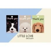 ［Little love］布偶狗狗THANK YOU吊牌、吊卡、信封裝飾、禮物包裝裝飾吊牌（1入）