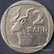 南非2蘭特 直徑23mm 跳羚羚羊外國硬幣錢幣收藏真幣外幣