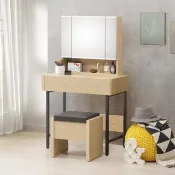【WAKUHOME 瓦酷家具】LAMP暖調工業風原橡木2.7尺化妝鏡台組A011-606