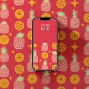 鳳梨旺旺來 招財好運手機桌布 電子檔