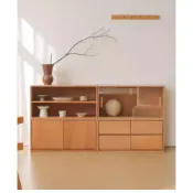 (店+)【Taoshop 淘家舖】【淘家舖 TAOSHOP】晨夕｜雙格櫃｜櫸木模組組合櫃｜實木書櫃｜多功能收納矮置物櫃｜電視櫃｜80cm長｜QMCA08