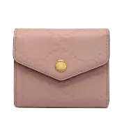 【GUCCI 古馳】772793 經典壓紋皮革雙G LOGO三折扣式零錢中短夾(粉色)