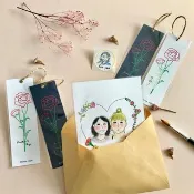 母親節人像畫(愛心邊框) 組合餐 似顏繪/客製貼紙/書籤
