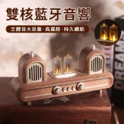 Band 木質復古懷舊雙核藍牙音響 氛圍燈收音機 無線立體聲音響 藍芽喇叭 桌上擺件 支援u盤/TF卡