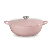 【Le Creuset】琺瑯鑄鐵鍋媽咪鍋 26cm(甜心粉-鋼頭-內鍋黑)