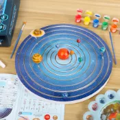太陽系行星立體模型 八大行星DIY拼裝玩具 彩繪套裝親子互動玩具