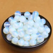 蛋白石圓珠水晶串珠手工散珠蛋白石圓珠散珠純天然手工飾品配件