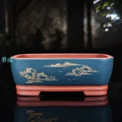 華成 宜興紫砂花盆蘭花盆景盆栽室內多肉植物特大號精品花盆栽盆陶瓷大