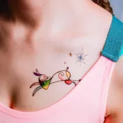 魔幻抽象派彩色小兔子插畫紋身貼紙原創設計刺青飾物持久防水防敏