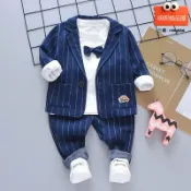 明熙精品屋 【帥氣花童】男童西裝 寶寶禮服 嬰兒禮服 花童禮服 男童套裝 三件套 春秋新款 1-4歲可穿 韓版修身 婚禮生日場合