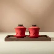 全球選品1館 生活百貨 仿古敬茶杯新婚紅色蓋碗茶杯茶具套裝閨蜜送新人禮物用品