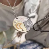 五折出貨🌈閨蜜三人日月星磁吸項鍊小衆創意設計鑲嵌皓石好朋友學生開學禮物