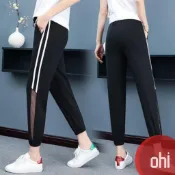 【ohi】網紗休閒九分褲 新款韓版韓系女裝 褲子 夏季薄款大碼運動裤 哈倫裤 燈籠褲 女裝 GPN9335