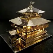 ✨好物推薦✨金屬拼圖✨金閣寺拼裝模型擺件金屬拼圖 3D立體手工DIY拼