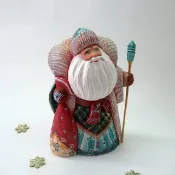 俄羅斯聖誕老人手工雕刻 收藏木雕人物 手繪聖誕老人