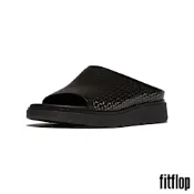 【FitFlop】GEN-FF 壓花設計皮革涼鞋-女(靚黑色)
