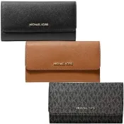 【Michael Kors】JET SET TRAVEL 多卡三折防刮中長夾-多色可選(mk  黑色 黑灰 咖啡 女夾 女長夾 女皮夾)