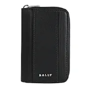 BALLY LITTS 金屬LOGO線條壓紋牛皮鑰匙包(黑)