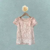 *♡*正韓Maha-Yana/淺粉色/歐根紗刺繡花朵.蝴蝶結.雪紡上衣/適S/近新/二手衣《Anna的百寶箱》