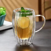 蛋型線條雙層玻璃杯450ml