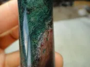 《紀老師的收藏-92 》100%天然夢幻幽靈--鬆紋紅斑綠海草玉髓圓形聚財印章→x20  ※正能量→聚氣招財、收藏增值!