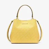 MICHAEL KORS 經典老花水桶包 防刮PVC塗層帆布 手提包 斜背包 側背單肩包 M83831 黃色MK(現貨)