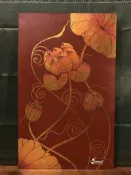 銀聯網日用品生活館 泰國手繪客廳裝飾畫實木創意布藝金箔荷花畫玄關書房背景墻掛畫