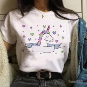 cartoon unicorn卡通可愛獨角獸夏季休閒百搭女裝短袖T恤女上衣