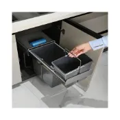 (店+)【免運】 廚房嵌入式垃圾桶櫥櫃內廚余雙桶家用帶蓋抽拉籃水槽櫃隱藏清潔桶