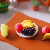 芭比 食玩 迷你 袖珍 水果 套組 家家酒 配件 家家酒 莉卡 娃娃 香蕉 葡萄