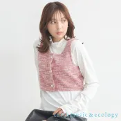 earth music&ecology 花呢混色紋理珍珠寶石紐扣短版背心(1M43L1X0100)