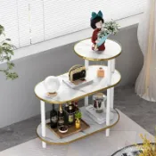 免運  竹之粹北歐輕奢風巖闆大理石 紋小茶幾 客廳沙髮邊幾實木置物架子 現代簡約輕奢 小茶幾 簡易 床頭櫃 櫃子 