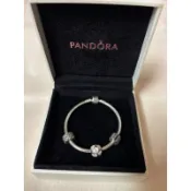 Pandora潘朵拉圓桶扣蛇形純銀手鏈17cm（二手）九成新，贈送正版Hermes小紙袋