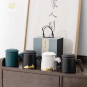 熊熊客製 搪瓷杯 陶瓷馬克杯 三件式 茶水分離 辦公茶杯 禮盒裝 商務伴手禮 可客製化logo 送禮推薦 辦公室必備 創