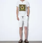 FINDSENSE服飾 FINDSENSE 時尚潮流 男 百搭 棉麻龍袍 套裝 短袖T恤 大尺碼 衣服+褲子