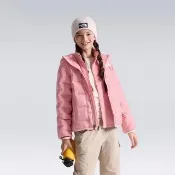 【The North Face】北面兒童粉色DWR防潑水連帽羽絨外套｜8J7RNO9