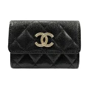 【CHANEL 香奈兒】AP4719經典雙C立體LOGO扣式零錢包/短夾(黑色)