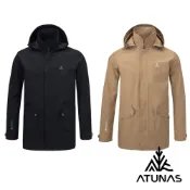 ATUNAS 歐都納 男款都會休閒GORE-TEX 2L 防水透氣+保暖羽絨兩件式中長版外套A1GT2513M卡其、黑