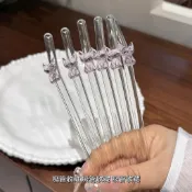 【桃園出貨】新店優惠🌸熱銷 吸管 精緻粉仙女貓吸管ins風玻璃吸管高顏值設計感可愛喝水新款公主風