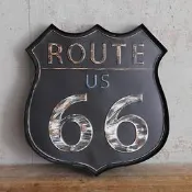LOFT工業風LED燈牌招牌 ROUTE66號公路燈排壁掛電子燈 美式街頭潮流鐵製酷炫黑盾牌造型餐酒館標誌標示牌鐵皮燈飾