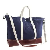NYChic J.Crew Tote STEELE CANVAS 帆布 托特包 海軍藍 米白 皮底 背帶 美國製造 特價