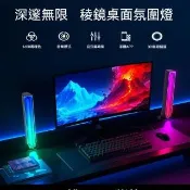 電競房氛圍燈 千層深淵鏡桌面拾音燈 藍牙車載拾音律動燈 節奏夜燈 空間彩光裝飾燈