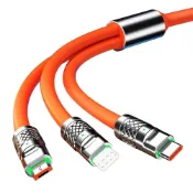 (店+)【日創生活】鋁合金加粗充電線 三合一充電線 {平果充電線 傳輸線 適用於安卓 type-c}