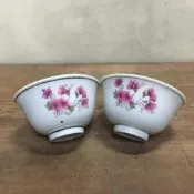 WH13198【四十八號老倉庫】全新 早期 台灣 大國 杜鵑花 碗 湯碗 9.8cm 2碗價【懷舊收藏拍片道具】