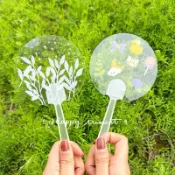 Y&X 透明塗鴉扇 兒童DIY扇 空白手繪小扇子 手工填色扇 手搖扇 團扇 可愛 繪畫 小禮品 幼兒園益智教具